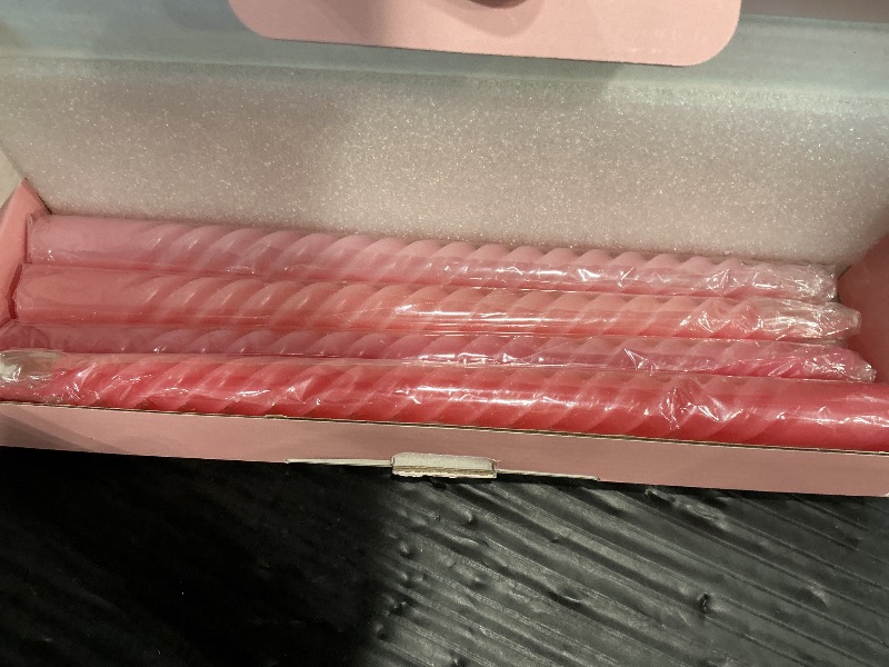 Photo 1 of 10 Inch Cream Spiral Taper Candles for Home Decoration, 4 Pack Pink-Gradient Candlesticks for Dinner Party Wedding Holiday