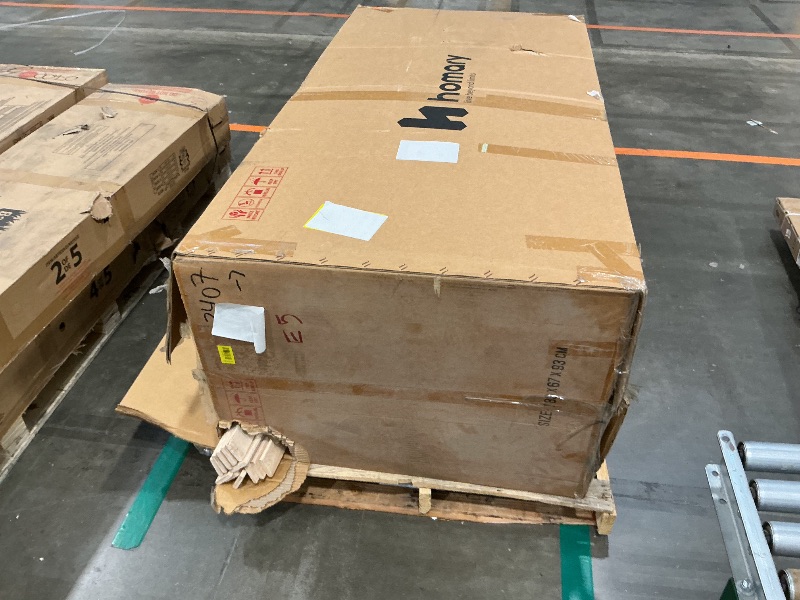 Photo 1 of **Untested**
SAMTRA Wooden Queen Size Bed Frame with Headboard, Brown Farmhouse Storage Bedframe with Sliding Barn Door Footboard and Charging Station, Wood Slats, No Box Spring Needed (Dark Brown