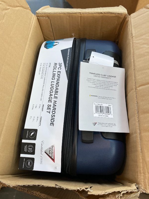 Photo 1 of [Just Large One] Travelers Club Chicago Hardside Expandable Spinner Luggage, Navy Blue,