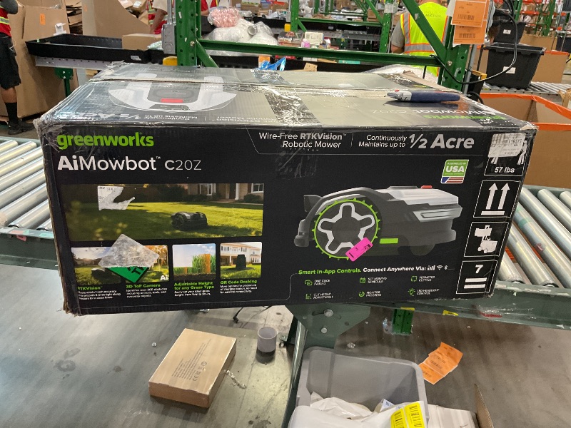 Photo 1 of ****DEFECTIVE NOT CUTTING AT 1 INCH****Greenworks C20Z Wire-Free Robotic Lawn Mower, up to 1/2 Acre, RTKVision Navigation, 24-Degree Slope Climbing, Smart Obstacle Avoidance, App Control with Electric Height Adjustment