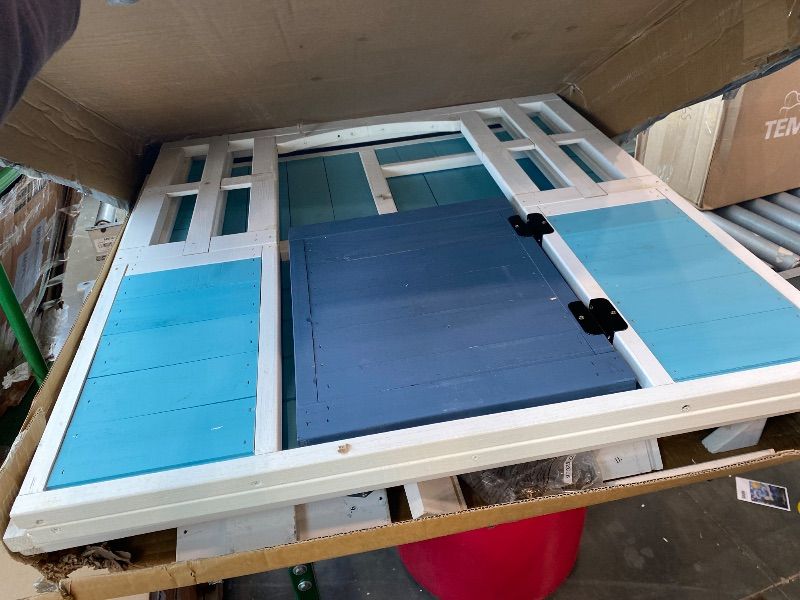 Photo 1 of [Missing Items] ROBUD Wooden Playhouse, Outdoor Kids Playhouse with Sink, Stove, Cookware, Flowerpot Holders, Snack Bar, Cottage Play House for Backyard, Blue