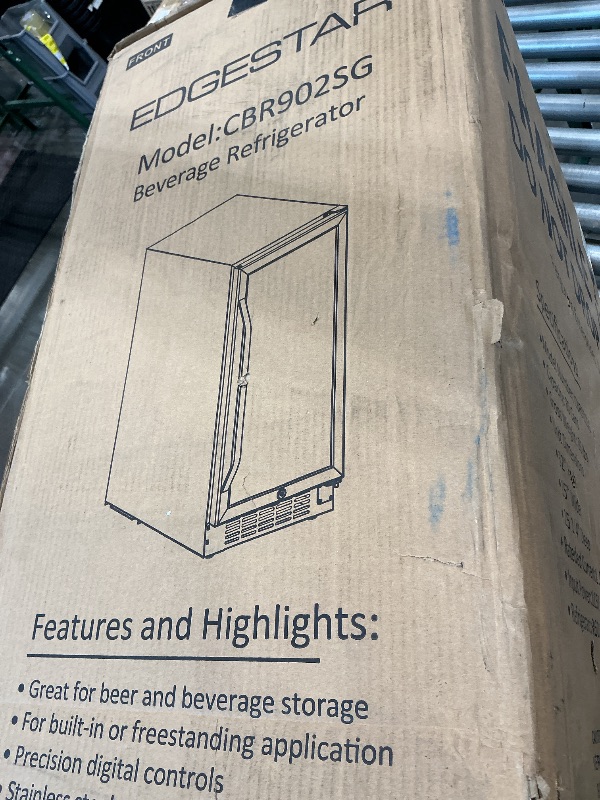 Photo 1 of *MISSING PARTS**
EdgeStar 15-in W 80 -Can Capacity Stainless Steel Built-in/Freestanding Indoor Beverage Refrigerator with Glass Door