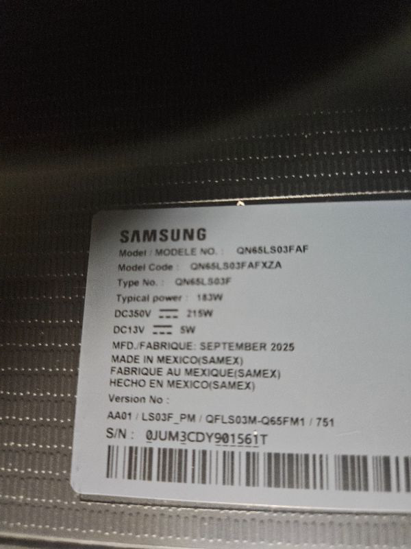 Photo 1 of ****** AS IS ALL SALES FINAL NO RETURNS ******Samsung 65-Inch Class The Frame LS03F 4K QLED Smart TV (2025 Model) Slim Fit Wall Mount, Modern Frame Design, NQ4 AI Gen2 Processor, Art Mode, Artful Picture Quality, Samsung Vision AI, Alexa Built-in
PROCESS