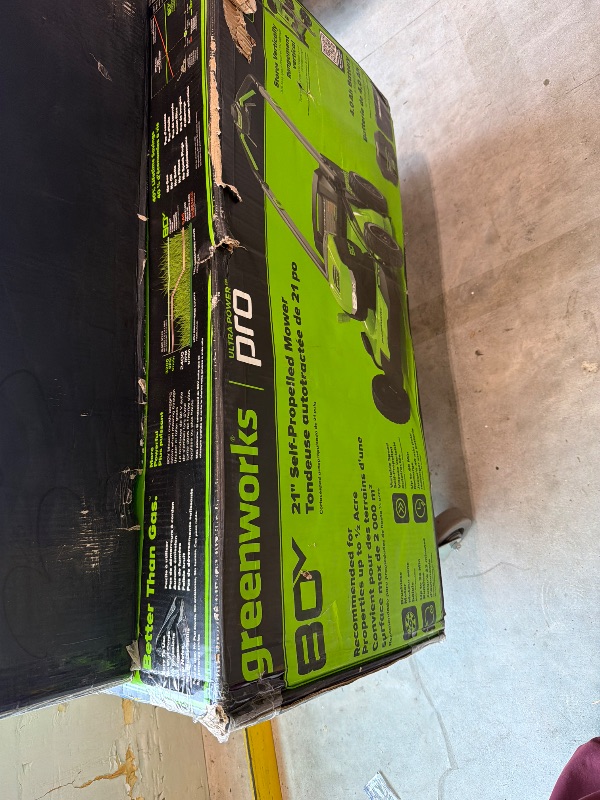 Photo 1 of ****CHECKED 7/19/25 - SOLD AS IS/ NO RETURNS - SALE FINAL - FOR PARTS ONLY****Greenworks 80V 21" Self-Propelled Cordless Lawn Mower – Brushless Motor, LED Lights, 4.0Ah Battery & Rapid Charger (75+ Compatible Tools)