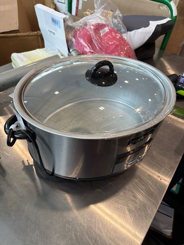 Photo 1 of [Missing Inner Crock Pot] Crock-Pot Large 8-Quart Programmable Slow Cooker with Auto Warm Setting Black Stainless Steel