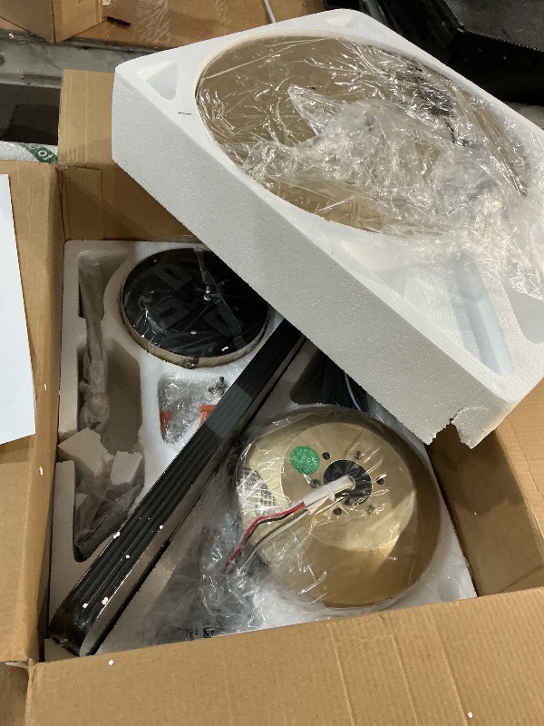 Photo 1 of ***MISSING PARTS***
Vaczon 52 Inch Low Profile Gold Ceiling Fan with Lights, Modern Black and Gold Ceiling Fans with Remote/APP for Indoor Bedroom, Flush Mount, 12.2'' Large 3CCT LED Light Panel, 6-Speed Quiet DC Motor
