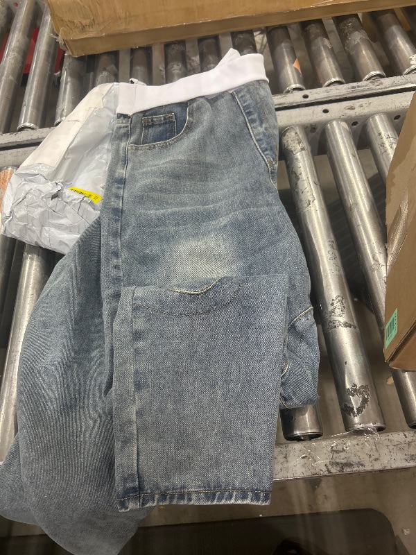 Photo 1 of ***STOCK PHOTO FOR REFERENCE ONLY***
LETSVDO Women's Barrel Cargo Jeans Baggy Mid Rise Wide Leg Patchwork Elastic Low Waist Y2k Denim Jogger Pants Jean Sweatpants
