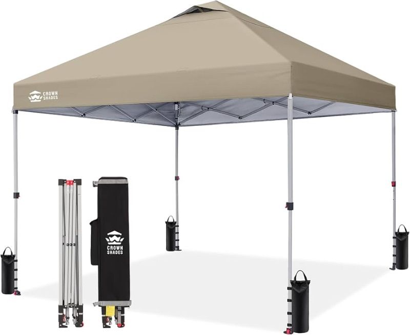Photo 1 of ***STOCK PHOTO FOR REFERENCE ONLY***
10x10 Pop Up Canopy, Patented CenterLok One Push Tent Canopy, Newly Designed Storage Bag, 8 Stakes, 4 Ropes, Beige
