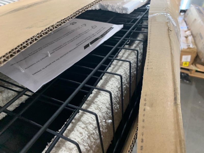 Photo 1 of ***LIGHT IS BROKEN**Full LED Bed Frame with 4 Storage Drawers and Storage Headboard, Soft Boucle Upholstered Platform Bed Frame with Charging Station and USB Ports, Solid Wood Slats Support, No Box Spring Needed, Cream