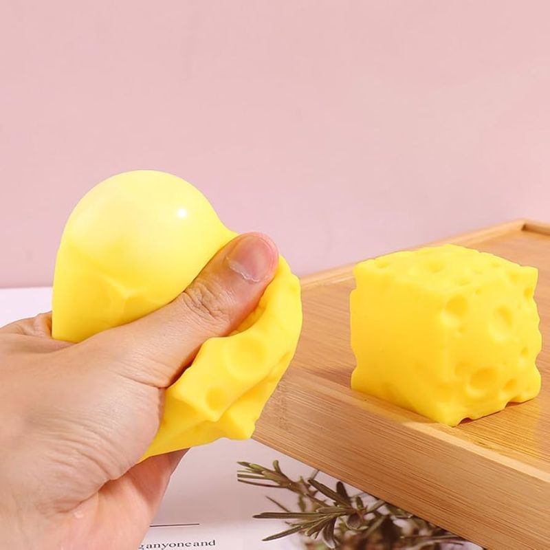 Photo 1 of ***PARTIAL SET, Only 1 *** Cheese Squishy Toy - Super Soft Stretchy Stress Ball, Sensory Fidget Toy for Kids & Adults, Anxiety Relief Desk Decor, Funny Food Theme Easter Gift for Stress Relief