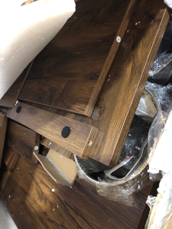 Photo 1 of ***MISSING PARTS***
DWVO Dog Feeding Station with Storage, Dog Food Cabinet with 2 Feeder Bowls, Pull Out Elevated Dogs Bowl, Rustic Brown