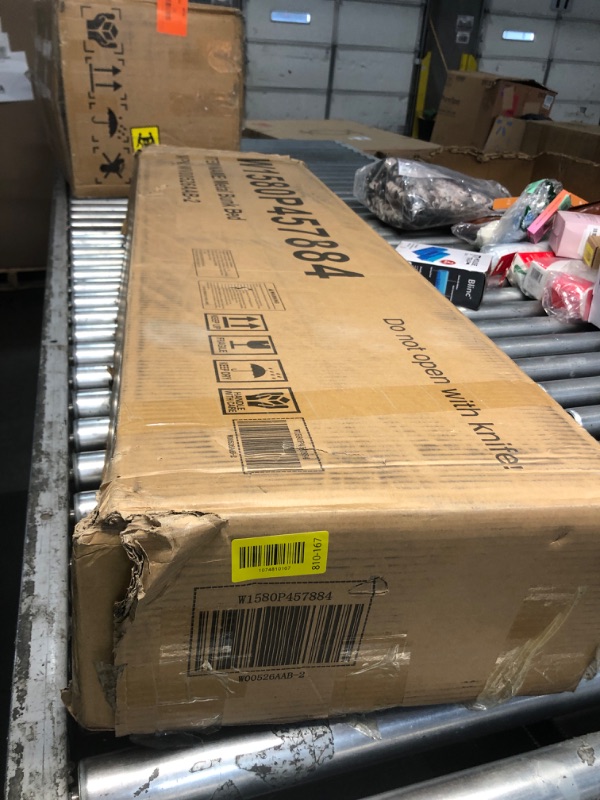 View 2 of **ONLY 1 BOX OUT OF 2** **PARTS ONLY** Bellemave Queen Over Twin Over Twin Bunk Bed with Stairs and Storage Shelf, Heavy Duty Triple Bunk Beds with Safety Guardrails, Metal Triple Bunk Bed Frame for 3 Kids, Teens, Black