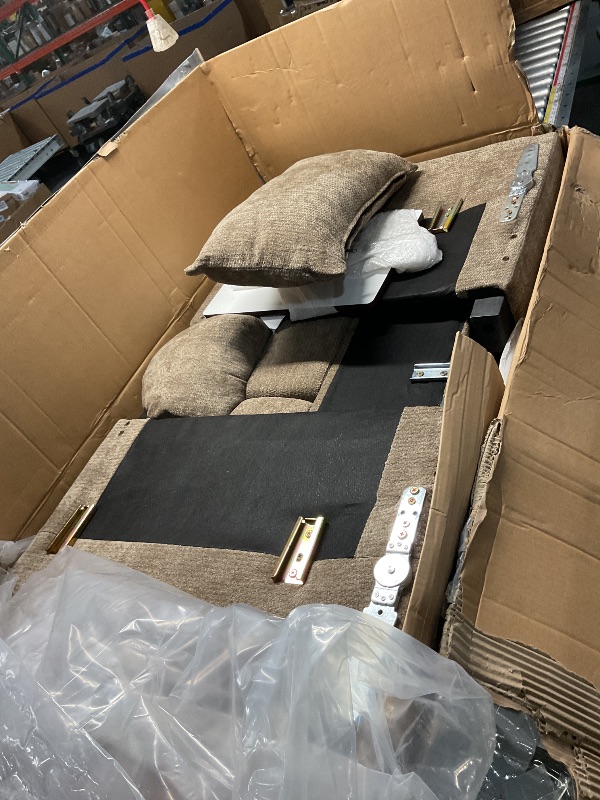 View 3 of ***BOX 1 OF 2 ONLY**KEIKI 65" 3-in-1 Pull-Out Sofa Bed, Compact Convertible Sleeper Couch with Rotating Side Table, USB Charging Ports, Storage Armrests & Adjustable Comfort for Guests & Small Living Rooms