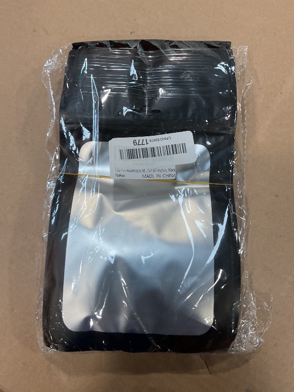 Photo 1 of 100 PCS Resealable Mylar Bags with Frosted Clear Window Bags Packaging Bag Foil Pouch Zipper Bag for Food Self Sealing Storage Supplies (Black, 5.51x7.87)