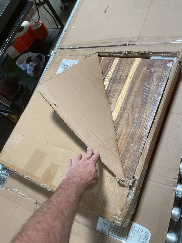 Photo 1 of **HAS A DAMAGED CORNER SIDE / MISSING MATERIAL IN 1 SECTION*** MAONAME Extra Large Square Ottoman Tray, 24" Acacia Wood Serving Tray for with Handles, Farmhouse Wooden Decorative Trays, Coffee Table Trays for Living Room, Countertop, Charcuterie