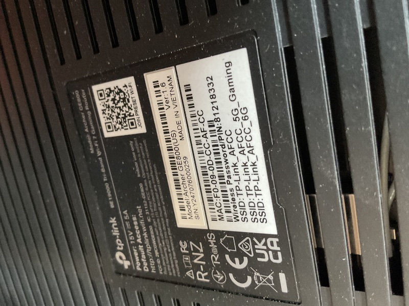 Photo 1 of *** MISSING ETHERNET CABLE ****TP-Link Tri-Band BE19000 Wi-Fi 7 Gaming Router Archer GE800 | 12-Stream | 2×10G + 4×2.5G Ports, USB 3.0 | Turbo Acceleration, Dedicated Gaming Port & Panel, RGB Lighting, HomeShield, Free Expert Help