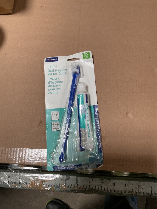 View 2 of ***MISSING FINGER BRUSH***Virbac C.E.T.® Oral Hygiene Kit for Dogs | Poultry-flavor Toothpaste | Fingerbrush and Pet Toothbrush