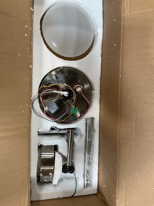 Photo 1 of **RECOMENDED FOR PARTS/ MISSING ASSEMBLY PIECES*** DIAMONDFORGE 52 Inch Ceiling Fans with Lights and Remote Control - Outdoor Indoor Flush Mount Low Profile Silver White Ceiling Fans for Living Room,Bedroom,Patio