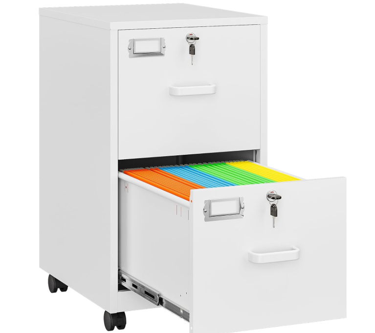 Photo 1 of **PHOTO FOR ITEM REFERNCE*** SISESOL 2 Drawer File Cabinet with Lock and Wheels,White Rolling File Cabinets,Locking Mobile Metal Filing Cabinet for Home Office,Under Desk,Fit black