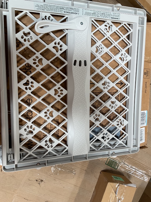 View 2 of ***BROKEN CORNER***MYPET North States Paws Portable Pet Gate: 26-40" Wide. Pressure Mount. No Tools Needed. Made in USA. Dog Gate 23" Tall, Expandable, Durable Dog Gates for Doorways, Light Gray