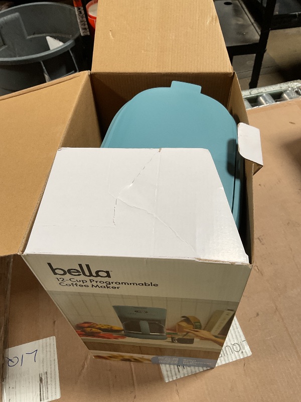 Photo 1 of ***HAS ODOR/ PRE-USED***bella 12 Cup Programmable Coffee Maker, Reusable Dishwasher Safe Accessories, Easy LCD display, Auto Shutoff, 900 watt, Surf