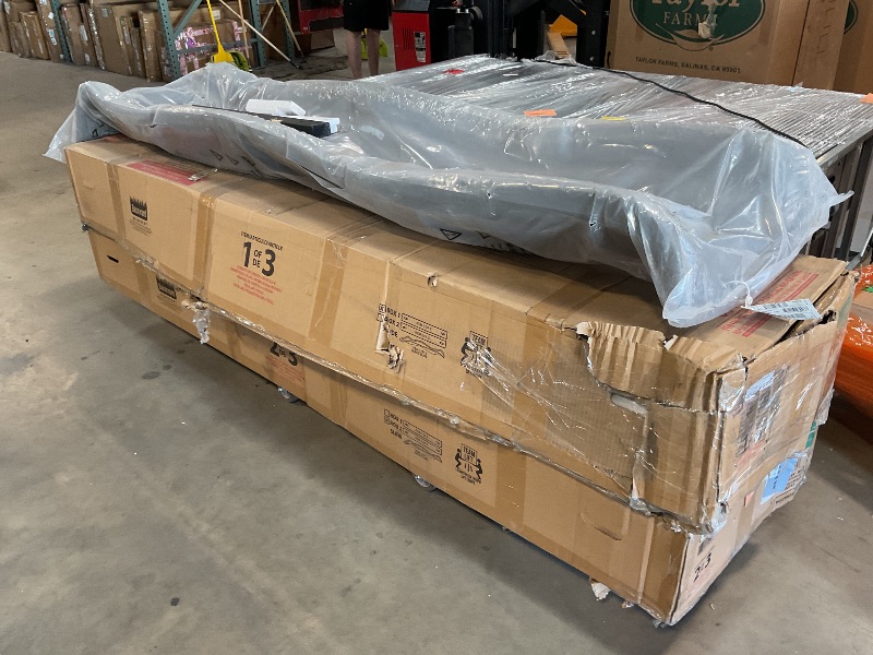 Photo 1 of *** BOX ONE AND TWO ONLY/MINOR DAMAGE/UNKNOWN MISSING PARTS AND HARDWARE***Backyard Discovery Canyon Creek White Cedar Wood Swing Set with Wave Slide, Clubhouse, Play Kitchen, Picnic Area, Belt Swings, Web Swing, Rock Wall, Balconies, Playhouse, Step Ladd