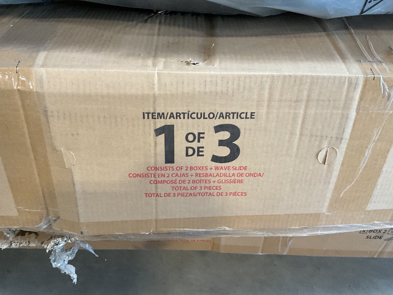 Photo 1 of *** BOX ONE AND TWO ONLY/MINOR DAMAGE/UNKNOWN MISSING PARTS AND HARDWARE***Backyard Discovery Canyon Creek White Cedar Wood Swing Set with Wave Slide, Clubhouse, Play Kitchen, Picnic Area, Belt Swings, Web Swing, Rock Wall, Balconies, Playhouse, Step Ladd