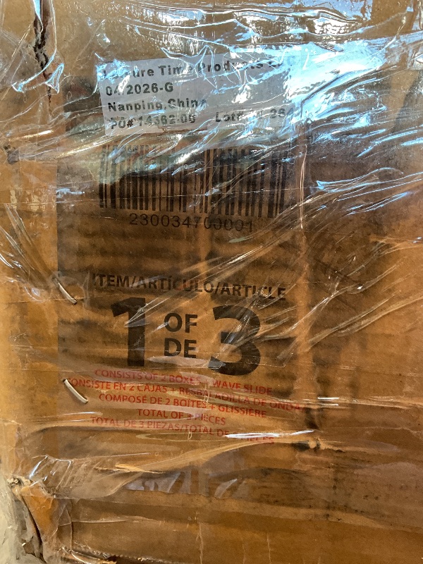 Photo 1 of *** BOX ONE AND TWO ONLY/MINOR DAMAGE/UNKNOWN MISSING PARTS AND HARDWARE***Backyard Discovery Canyon Creek White Cedar Wood Swing Set with Wave Slide, Clubhouse, Play Kitchen, Picnic Area, Belt Swings, Web Swing, Rock Wall, Balconies, Playhouse, Step Ladd