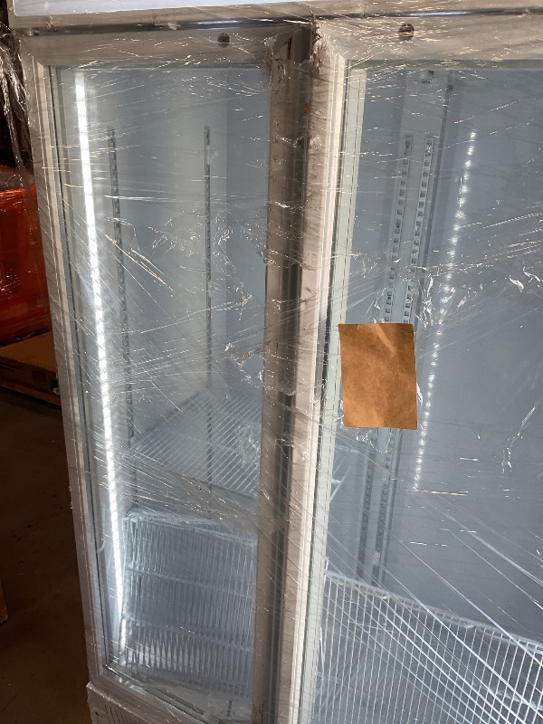 Photo 1 of *** MAJOR DAMAGE***BINGERMA Commercial Merchandiser Display Refrigerator with 2 Glass Doors 30 Cu.ft Beverage Back Bar Cooler Black Drink Fridge for Convenience Stores, Supermarkets,Bars,Offices White