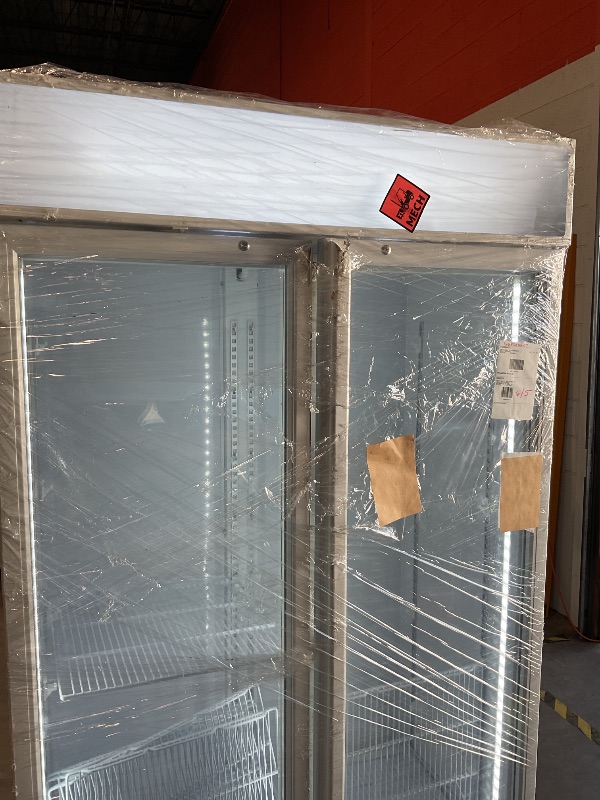 Photo 1 of *** MAJOR DAMAGE***BINGERMA Commercial Merchandiser Display Refrigerator with 2 Glass Doors 30 Cu.ft Beverage Back Bar Cooler Black Drink Fridge for Convenience Stores, Supermarkets,Bars,Offices White