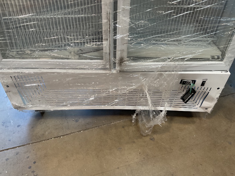 Photo 1 of *** MAJOR DAMAGE***BINGERMA Commercial Merchandiser Display Refrigerator with 2 Glass Doors 30 Cu.ft Beverage Back Bar Cooler Black Drink Fridge for Convenience Stores, Supermarkets,Bars,Offices White