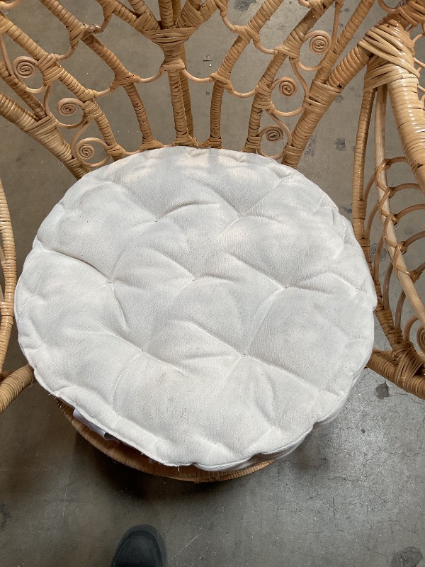 Photo 1 of *** MINOR DAMAGE***Bali & pari Kimiko Natural Rattan Peacock Chair with Cushion – Handwoven Wicker Accent Chair with Fan Backrest, Boho Coastal Statement Seating for Living Room or Event