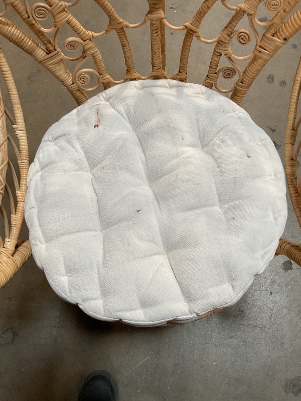 Photo 1 of *** MINOR DAMAGE***Bali & pari Kimiko Natural Rattan Peacock Chair with Cushion – Handwoven Wicker Accent Chair with Fan Backrest, Boho Coastal Statement Seating for Living Room or Event