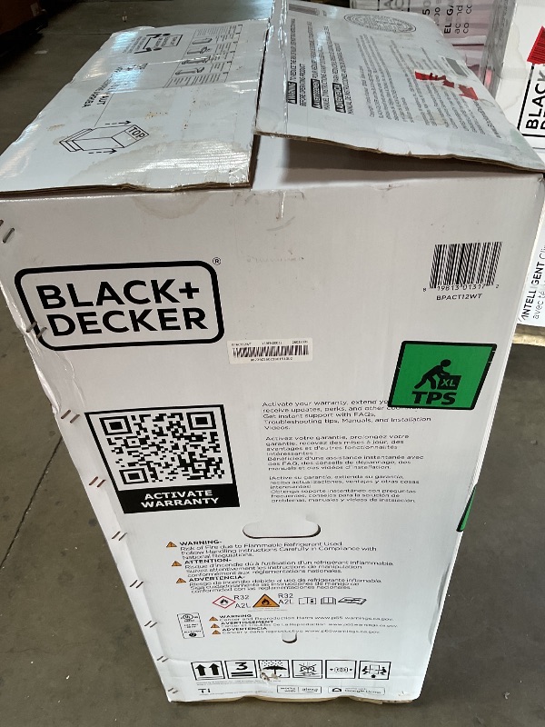 Photo 1 of *** FOR PARTS ONLY/ WILL TRIP POWER AND CAUSE OUTAGE*** BLACK+DECKER Smart Portable Air Conditioner, 12,000 BTU (8,350 BTU SACC) for Rooms up to 550 Sq. Ft., Smart Portable AC with Follow Me Remote and Window Kit, BPACT12WT, White