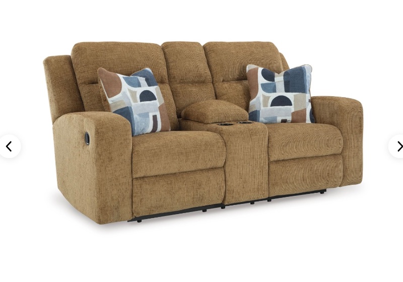 Photo 1 of **dirt / scrapes on corner**Ashley Furniture Kanlow Polyester Reclining Loveseat w/Console,