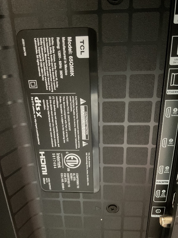 Photo 1 of **missing legs/and remote. Dirt from transport **TCL 65 Inch Class QM8K Series | Mini LED QLED 4K HDR | 65QM8K, 2025 Model | 120HZ-144HZ Anti Reflective Wide Angle Screen Smart Google TV Dolby Atmos | Voice Remote Alexa Gaming Streaming Television