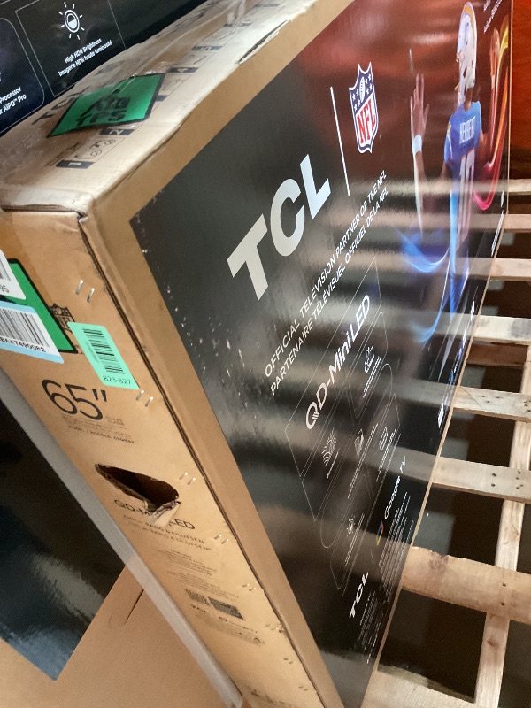 Photo 1 of **missing legs/and remote. Dirt from transport **TCL 65 Inch Class QM8K Series | Mini LED QLED 4K HDR | 65QM8K, 2025 Model | 120HZ-144HZ Anti Reflective Wide Angle Screen Smart Google TV Dolby Atmos | Voice Remote Alexa Gaming Streaming Television