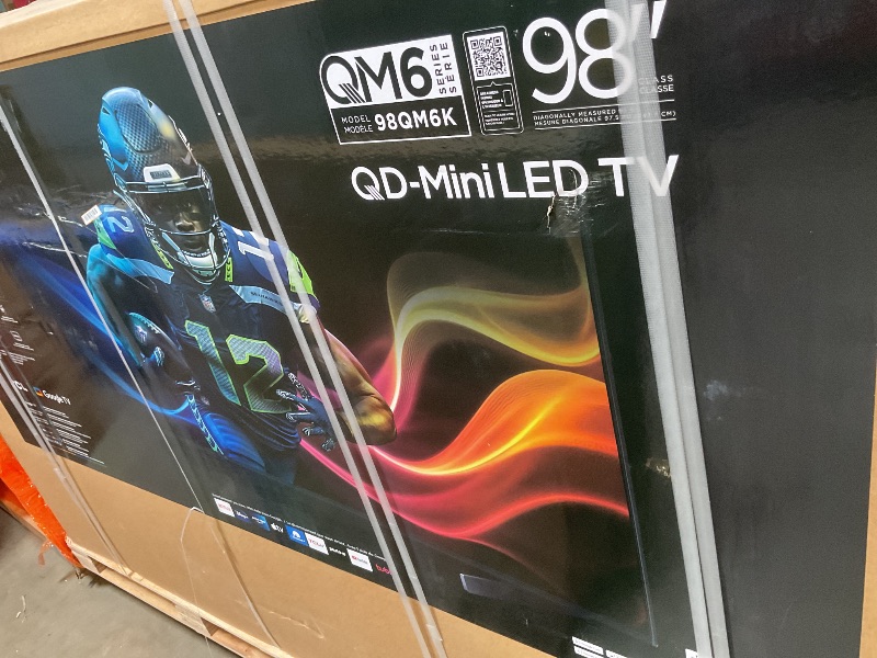 Photo 1 of ** major cracks on screen. Selling for parts**TCL 98 Inch Class QM6K Series | Mini LED QLED 4K HDR | 98QM6K, 2025 Model | 120HZ-144HZ High Brightness Smart Google TV Dolby Atmos Onkyo Audio | Voice Remote Alexa Gaming Streaming Television