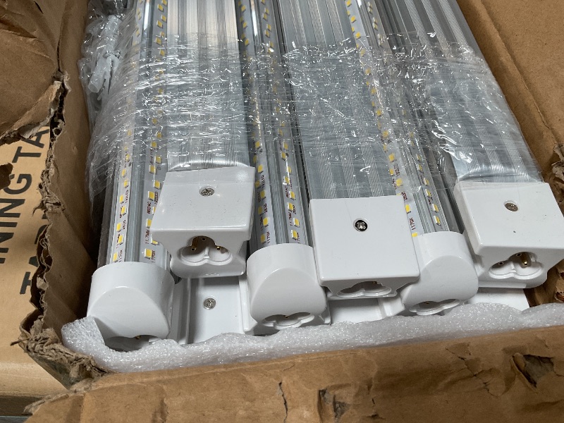 Photo 1 of **3 are broken **ELEKICO 12 Pack Super Bright 100w 8ft Led Shop Light, 15000lm 5000k V Shape 8' Led Shop Lights 8ft, Linkable 96" 8 Foot Shop Lights for Garage Workshop Shop Warehouse Lighting