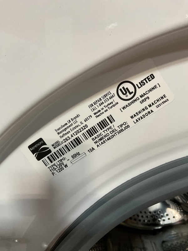 Photo 1 of *** MAJOR DAMAGE***Kenmore 2.2 cu. ft. Compact Front Load Washer with Wrinkle Relaxing Steam Treatment - Reduce Laundry Time with Accela & Express Wash - LED - ENERGY STAR Certified - White