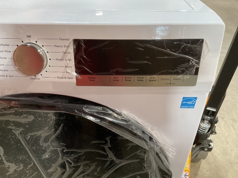 Photo 1 of *** MAJOR DAMAGE***Kenmore 2.2 cu. ft. Compact Front Load Washer with Wrinkle Relaxing Steam Treatment - Reduce Laundry Time with Accela & Express Wash - LED - ENERGY STAR Certified - White