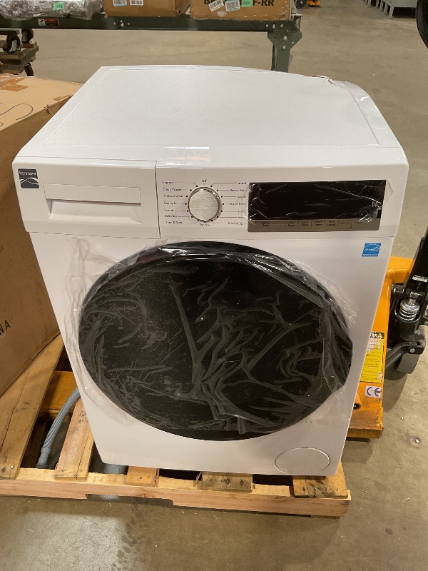 Photo 1 of *** MAJOR DAMAGE***Kenmore 2.2 cu. ft. Compact Front Load Washer with Wrinkle Relaxing Steam Treatment - Reduce Laundry Time with Accela & Express Wash - LED - ENERGY STAR Certified - White