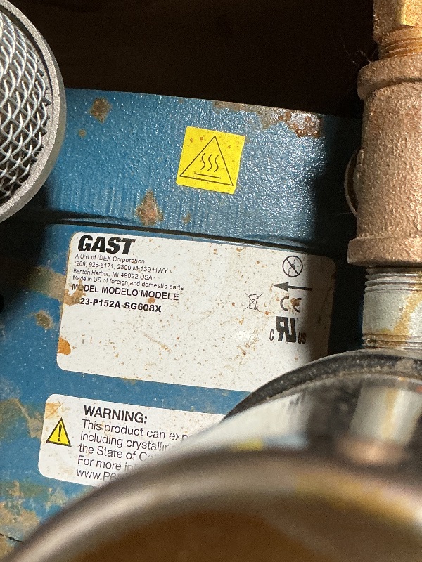 View 6 of *** USED/MAJOR DAMAGE/UNKNOWN MISSING PARTS***Allegro 9821 | A-750 Breathing Air Pump | ¾ HP Oil-Less Rotary Vane | Portable Low-Pressure Air Source | 0–10 CFM, 2–12 psi | for 1–2 Respirator Users or 1 Hood | UL Recognized Motor