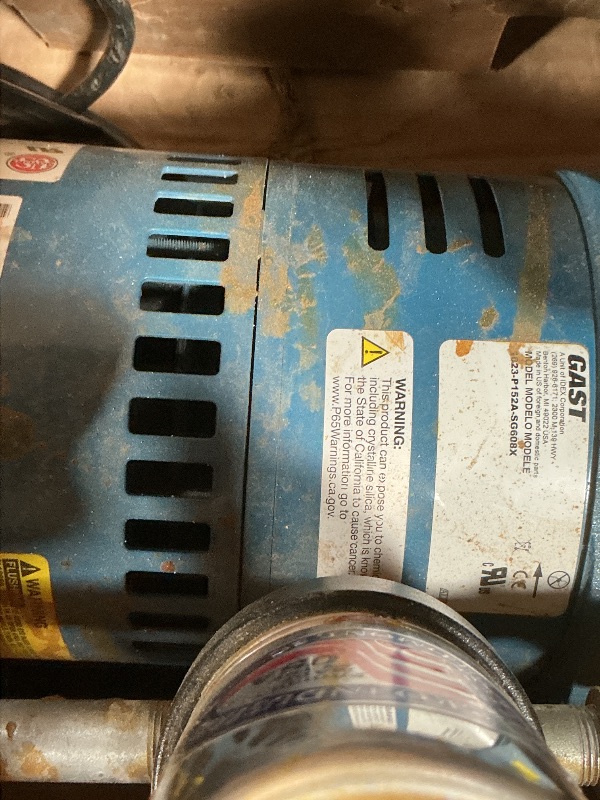 View 8 of *** USED/MAJOR DAMAGE/UNKNOWN MISSING PARTS***Allegro 9821 | A-750 Breathing Air Pump | ¾ HP Oil-Less Rotary Vane | Portable Low-Pressure Air Source | 0–10 CFM, 2–12 psi | for 1–2 Respirator Users or 1 Hood | UL Recognized Motor