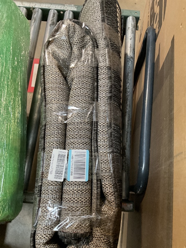Photo 1 of *** STOCK PHOTO ONLY/USED/MINOR DAMAGE***Loloi Chris Loves Julia Providence Collection PRC-04 Graphite/Sand 8'-6" x 12', .12" Pile Height, Indoor/Outdoor Area Rug