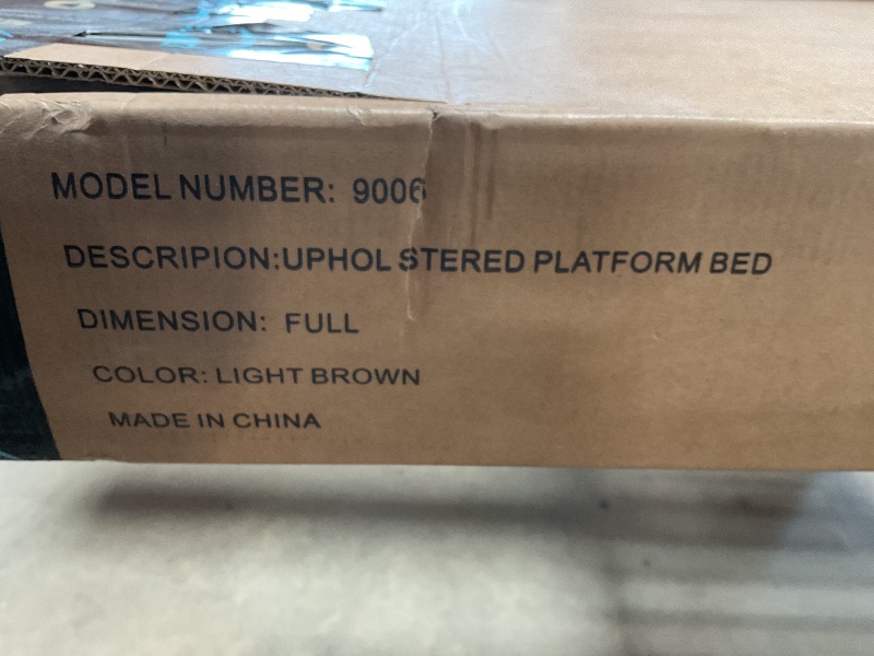 Photo 1 of ***FOR PARTS ONLY/ HAS BROKEN ASSEMBLY PIECES*** Full Size Platform Bed Frame with Adjustable Headboard, Faux Leather Upholstered Bed with Wood Slats, Heavy Duty Mattress Foundation, No Box Spring Needed, Easy Assembly, Noise-Free, Orange-Brown