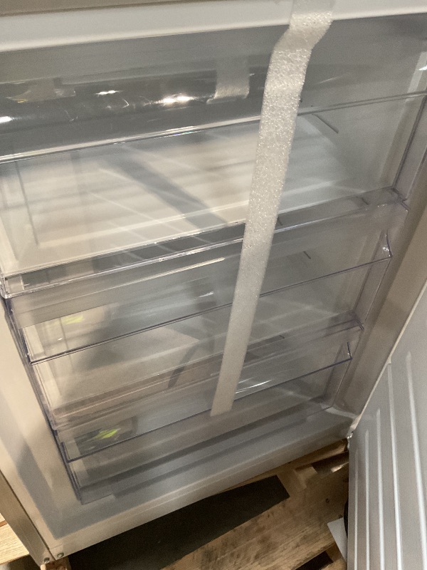 Photo 1 of *** MINOR SCUFFS, AND DENTS ON THE OUTSIDE BUT INSIDE IS NEW***HAMILTON BEACH 11.5 Cubic Foot Fridge with Bottom Mount Freezer, 11.5 cu. ft, Stainless