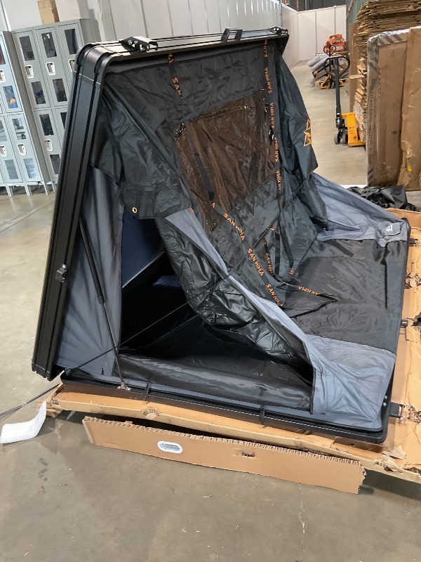Photo 1 of ***FOR PARTS/ ONLY/ HAS A BIG HOLE IN THE BASE*** SanHima Rooftop Tent Hard Shell - Hotham Side Overland Aluminium Roof Top Tent Side-Open Design, Larger Interior Space 81"x60"x49", Full Ceiling LED Light & Skyview Window, for Car SUV Truck Camping