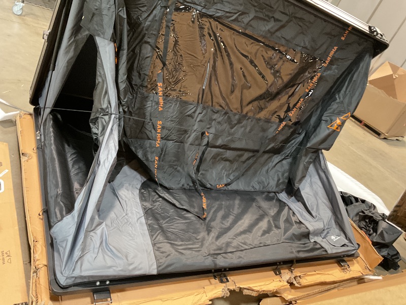 Photo 1 of ***FOR PARTS/ ONLY/ HAS A BIG HOLE IN THE BASE*** SanHima Rooftop Tent Hard Shell - Hotham Side Overland Aluminium Roof Top Tent Side-Open Design, Larger Interior Space 81"x60"x49", Full Ceiling LED Light & Skyview Window, for Car SUV Truck Camping