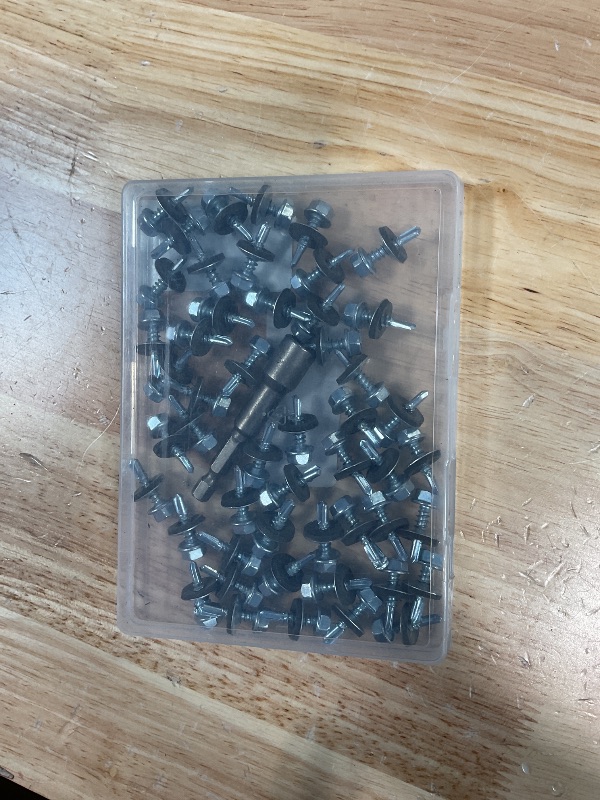 Photo 1 of #10 x 3/4" (50 PCS) Metal Roofing Screws with Rubber Washer, Hex Head Self Tapping Screws for Metal, Self Drilling Sheet Metal Screw, Hex Bit Socket Included